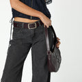 DENIM STUD BELT LOOP ANTHRACITE