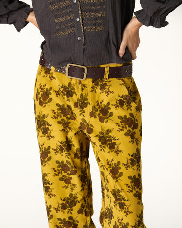 CURRY FLORAL CORDUROY PANTS