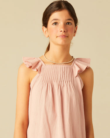 DRAWSTRING RUFFLE DRESS PINK