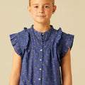 BLUE LEAF PRINT SHORT JUMPSUIT