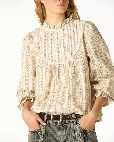 CAMISA ENCAJE FLECHA CHOCOLATE