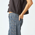 STUDDED STRAP TROUSERS BLUE