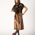 BROWN EMBROIDERED VELVET CAPE