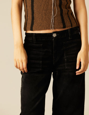 PANTALÓN TERCIOPELO BOLSILLO NEGRO