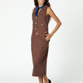 BROWN STRIPED DENIM VEST