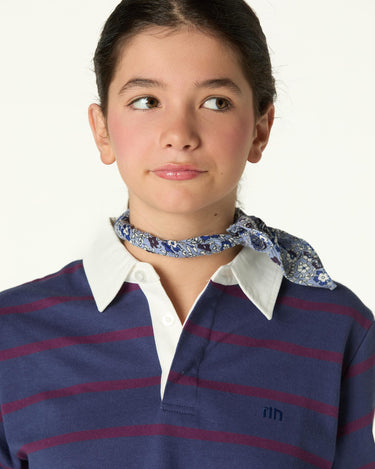 BLUE STRIPED POLO SWEATSHIRT