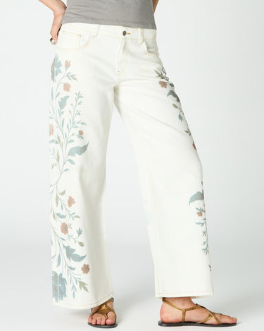 WHITE PRINT DENIM PANT