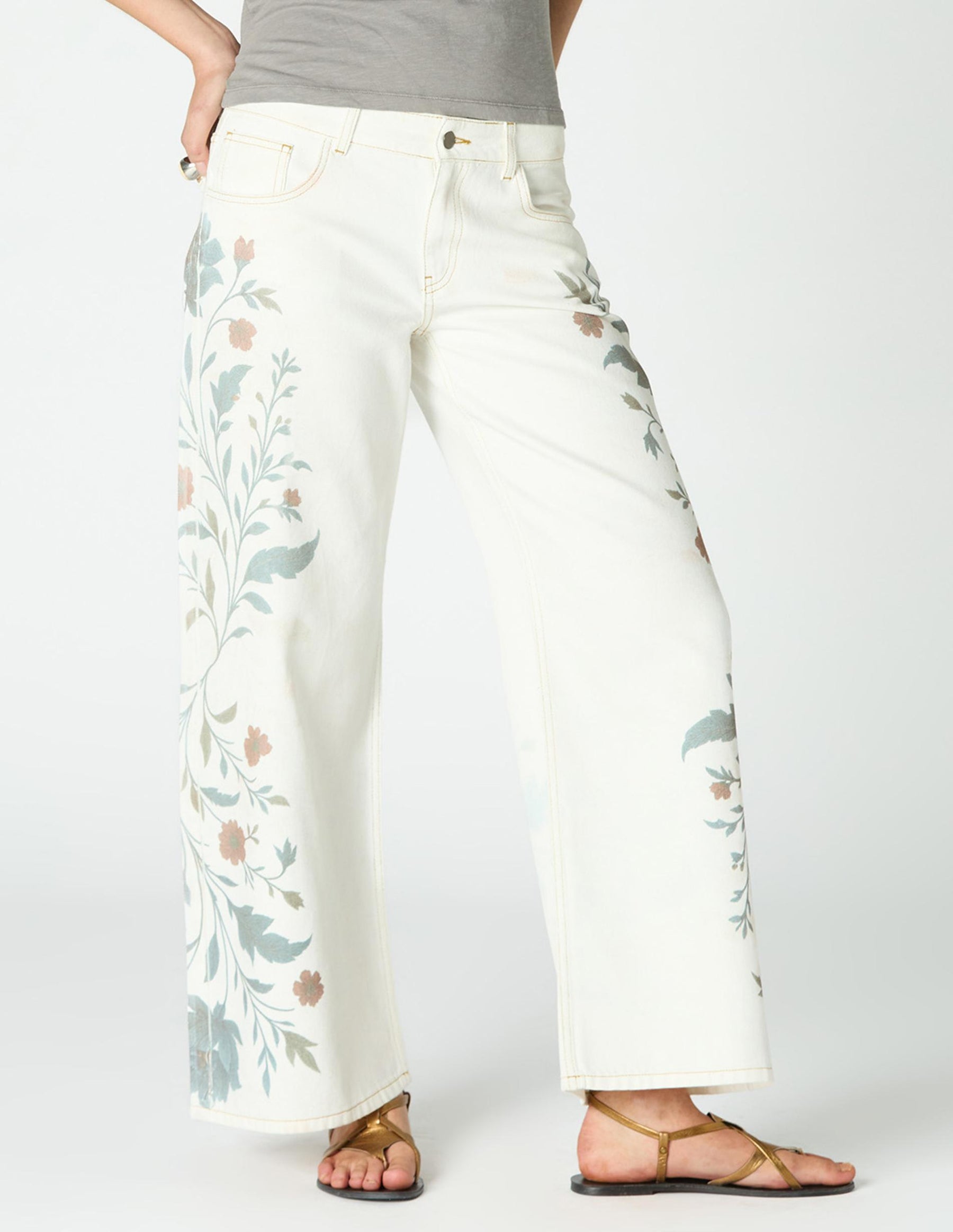 WHITE PRINT DENIM PANT