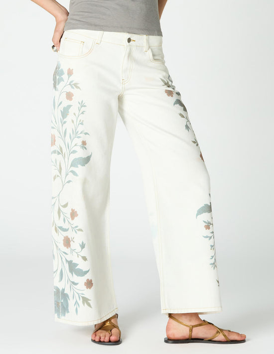 WHITE PRINT DENIM PANT