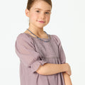 PUFF SLEEVE PIN TUCK OVERCAST DRESS