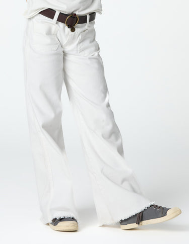 White denim pocket trousers