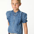 RUFFLED DENIM SHIRT