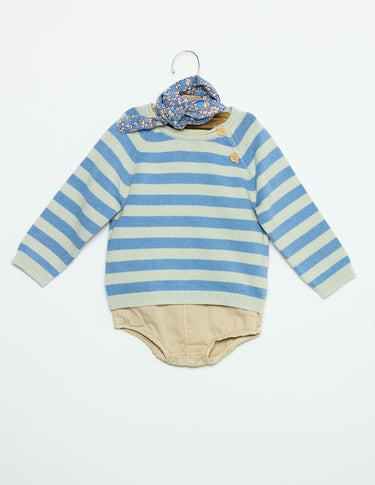 STRIPED JERSEY ANILINE BLUE