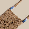 RAFFIA CROSSBODY BAG WITH BLUE BEADS
