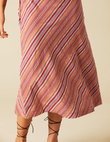 ASYMMETRICAL MULTICOLORED ORANGE DRESS