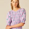 VESTIDO FRUNCES LILA FLOR