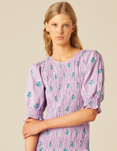 LILAC RUFFLED FLORAL DRESS