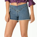 SHORT JEANS STUDDED BLUE YOKE
