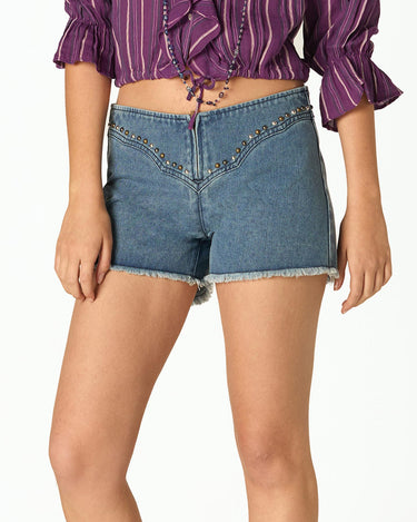 SHORT JEANS STUDDED BLUE YOKE