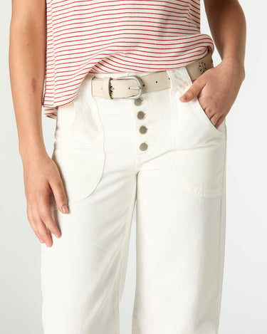 WHITE DENIM PANTS WITH POCKETS