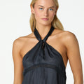 ANTHRACITE SATIN KNOT STRAP TOP