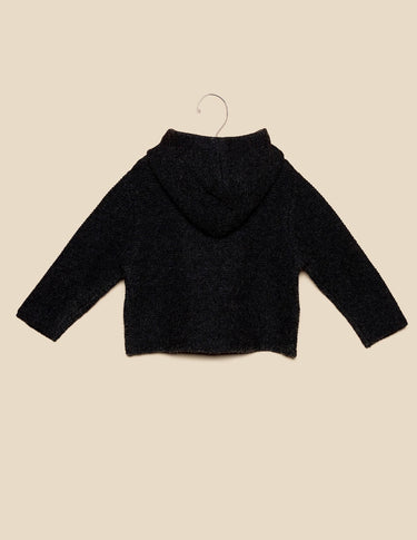 KNITTED HOODED COAT GREY