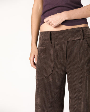 BROWN CORDUROY ROUND POCKET TROUSERS