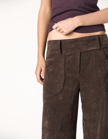 BROWN CORDUROY ROUND POCKET TROUSERS