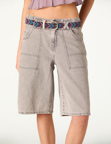 LIGHT GREY DENIM SHORTS