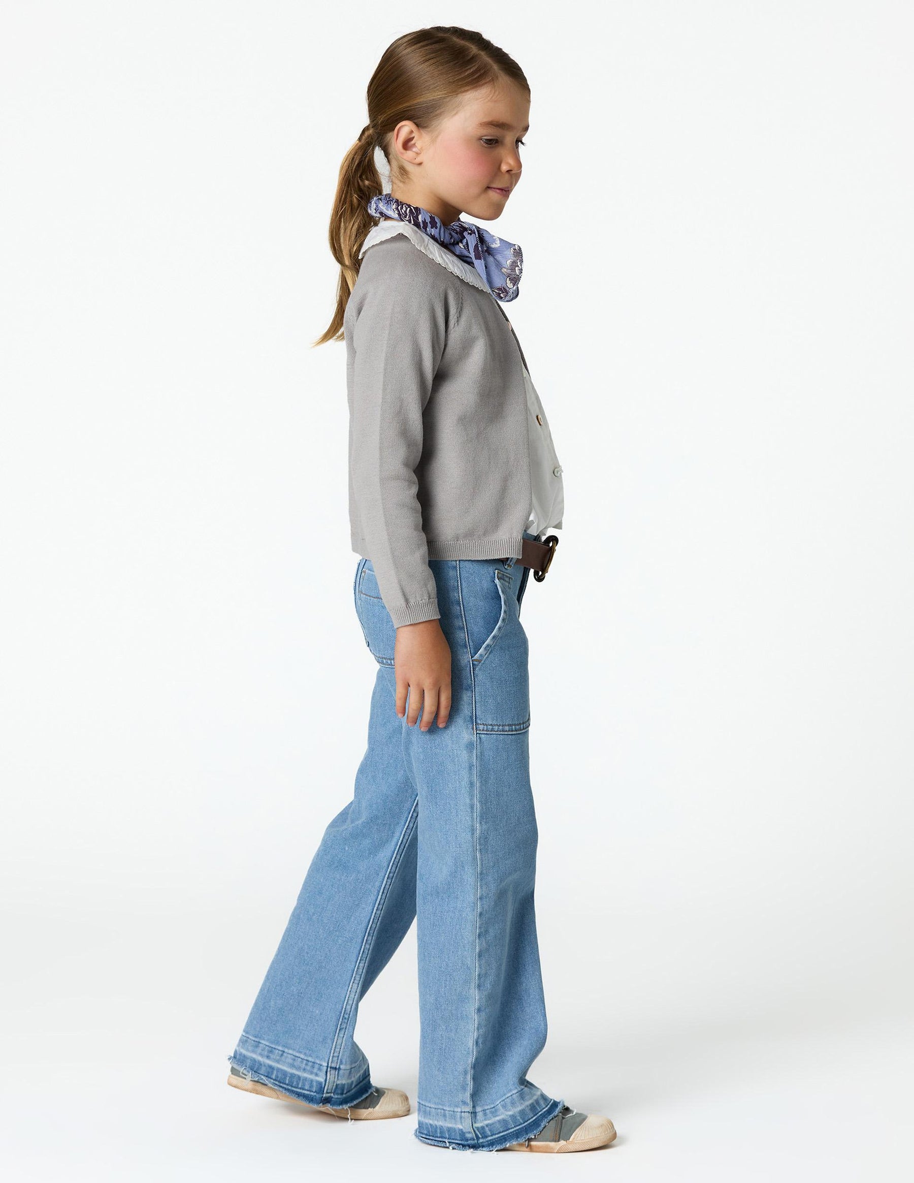BLUE WIDE LEG DENIM PANTS