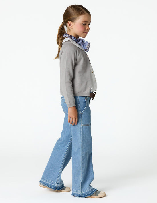 BLUE WIDE LEG DENIM PANTS