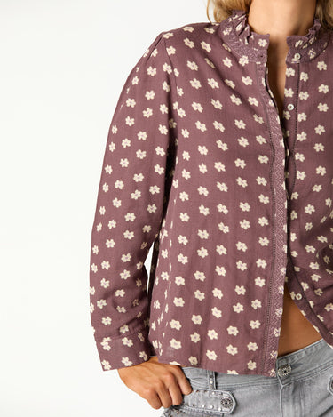 CAMISA BORDADO CUELLO LEAF CHOCOLATE