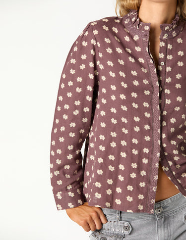 CAMISA BORDADO CUELLO LEAF CHOCOLATE