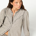 LIGHT GREY DENIM SHIRT WITH STUDS