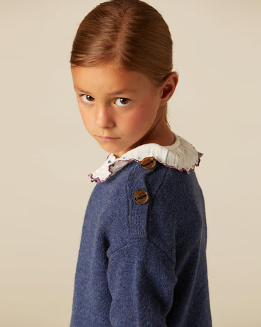 BLUE MARLED BUTTON-UP JERSEY