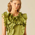 GREEN RUFFLED DRESS