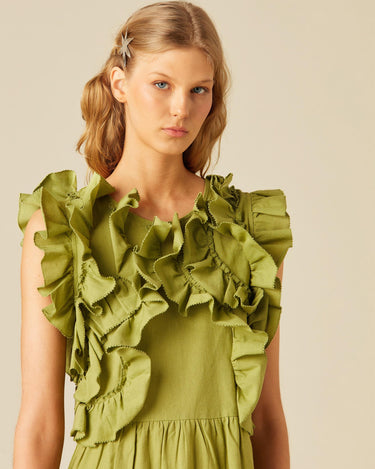 GREEN RUFFLED DRESS
