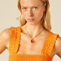 ORANGE ELASTICATED DRESS
