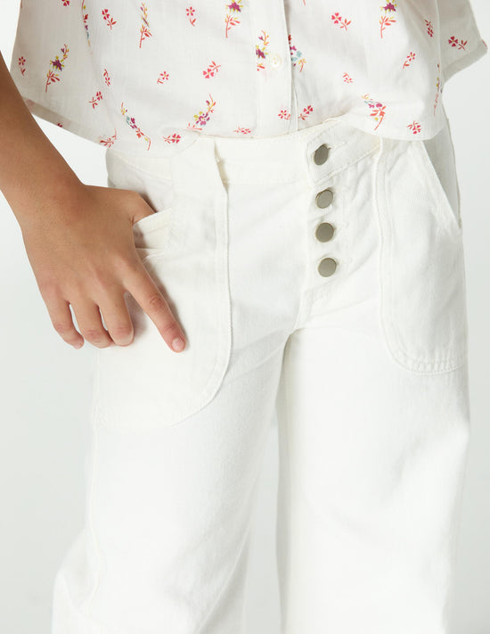 WHITE DENIM TROUSERS WITH POCKETS