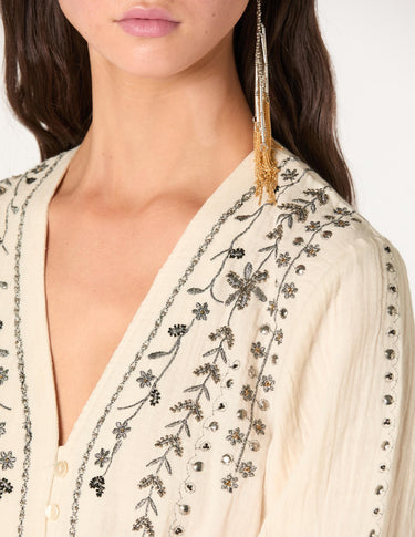 CAMISA  ECRU BORDADO BEADS