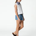 WHITE DRAWSTRING T-SHIRT