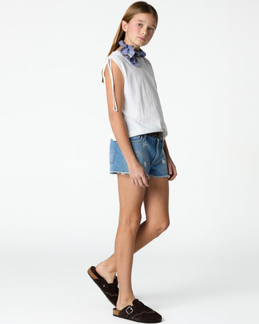 WHITE DRAWSTRING T-SHIRT