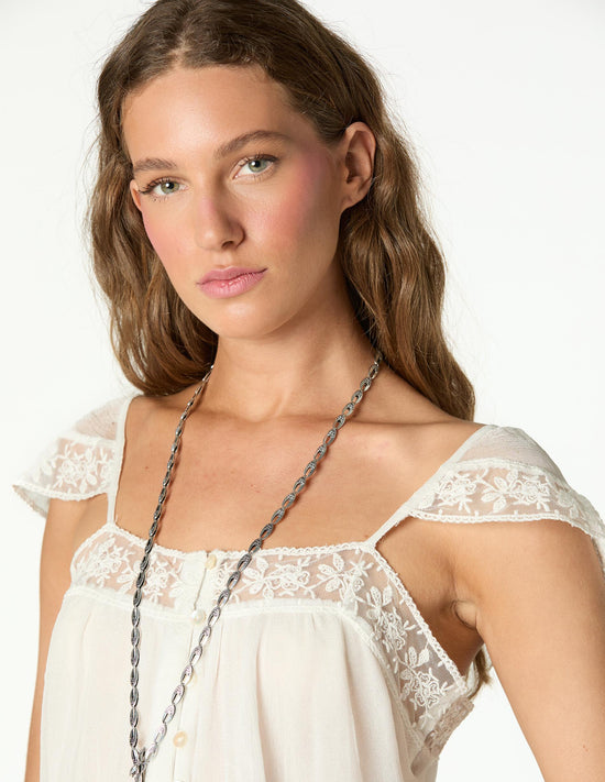 RAW LACE CREPE TOP