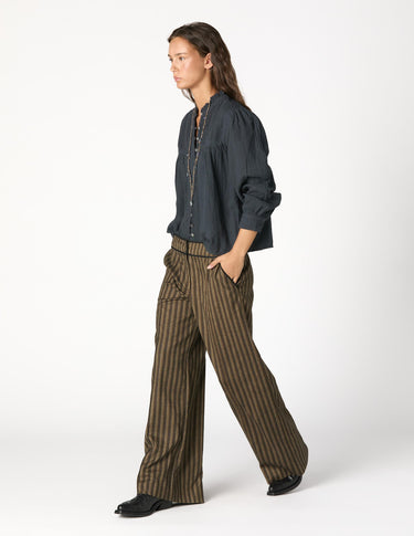 PANTALÓN VIVO CONTRASTE MARRON