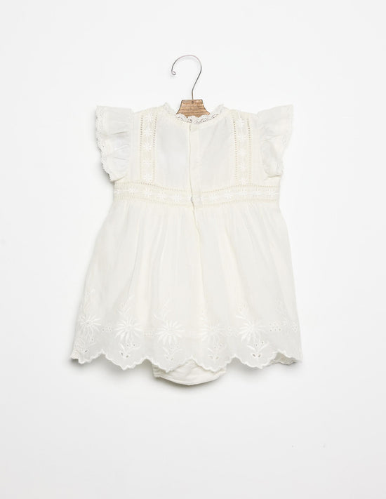 EMBROIDERED ECRU DRESS