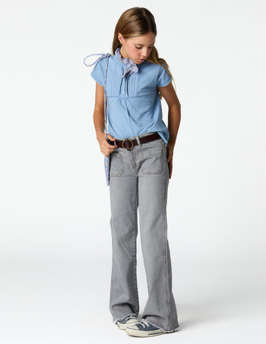 SMOCKED ANILINE BLUE T-SHIRT