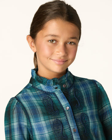 BLUE CHECK EMBROIDERED SHIRT