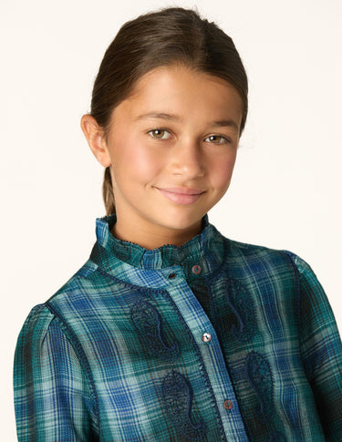 BLUE CHECK EMBROIDERED SHIRT