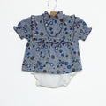 FLORAL PRINT SHIRT WITH BLUE STITCHING