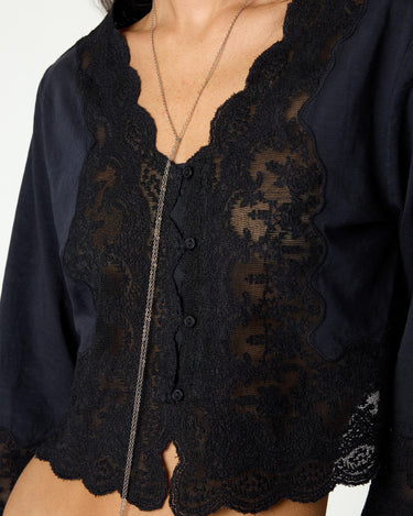 ANTHRACITE LACE BUTTON-UP SHIRT